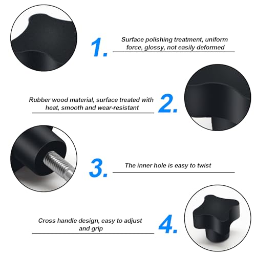Yasdyri Rollator Walker Replacement Knob 2 PCS Replacement Arm Adjustment Knobs for Rollator Walker Accessories,Rollator Parts Knobs with M6 Track Bolt Set - Image 2