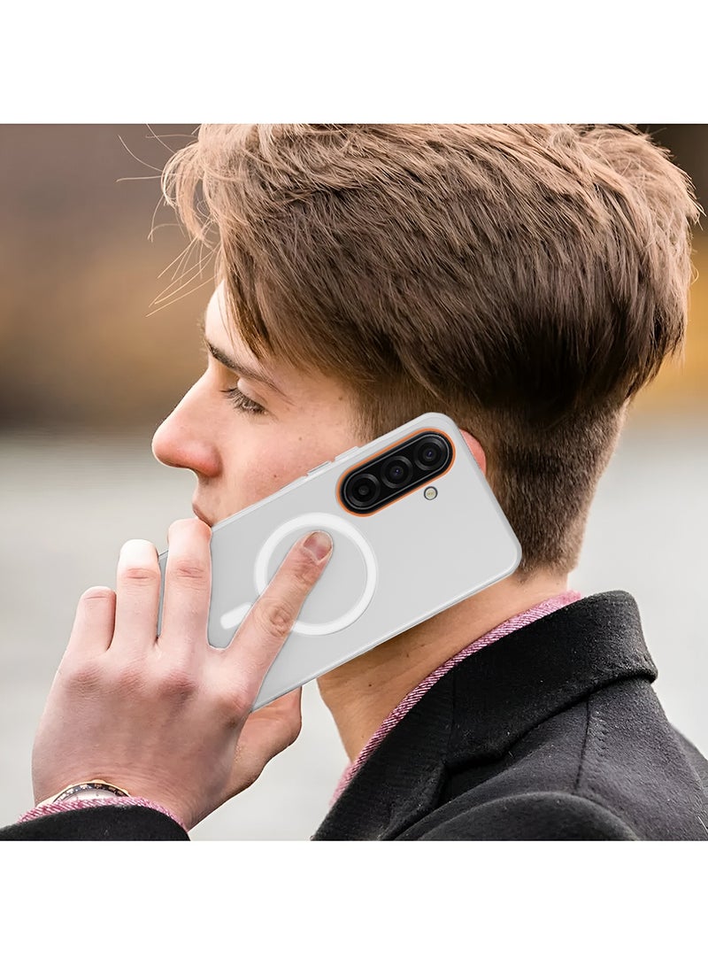 Wtech Samsung Galaxy A57 5G 2026 Hybrid Translucent Magsafe with Magnetic Charging Raised Camera Lips Elegant Look Case Cover (MCMPMN) - White - Image 5