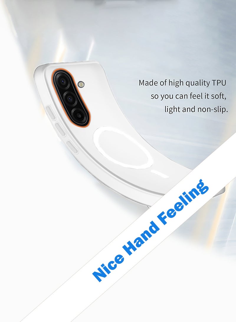 Wtech Samsung Galaxy A57 5G 2026 Hybrid Translucent Magsafe with Magnetic Charging Raised Camera Lips Elegant Look Case Cover (MCMPMN) - White - Image 3