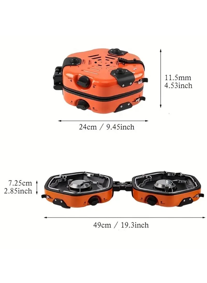 Ainawo Portable Folding Camping Outdoor Double-Burner Stove With Carrying Bag  Compact Lightweight Gas Stove For Outdoor Cooking, BBQ, Tailgating  Campfires Pressure Ignition, Camp Stove, Bbq Cooking Gear, Foldable Design, Heatresistant Material - Image 3