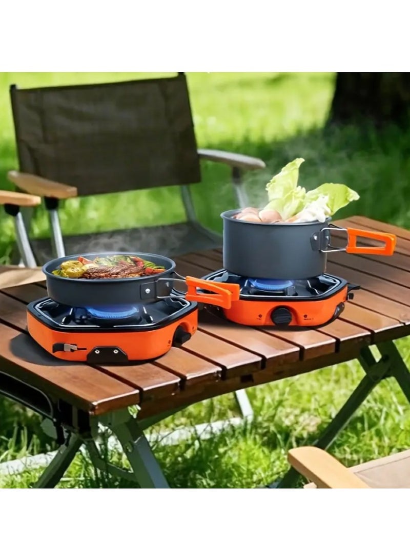 Ainawo Portable Folding Camping Outdoor Double-Burner Stove With Carrying Bag  Compact Lightweight Gas Stove For Outdoor Cooking, BBQ, Tailgating  Campfires Pressure Ignition, Camp Stove, Bbq Cooking Gear, Foldable Design, Heatresistant Material - Image 4