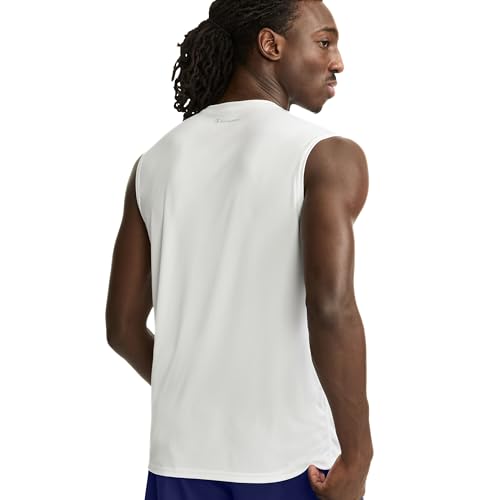 Champion Men's Athletic Muscle T-Shirt, Standard Fit, Moisture Wicking, Anti Odor, Available in Regular and Big & Tall, White, Large - Image 2