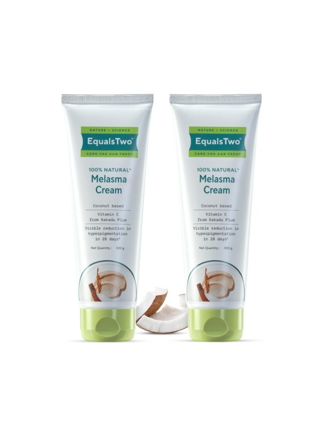 EQUALSTWO by Zydus Natural Melasma Cream 100g, Pigmentation Removal for Even Skin Tone, Dark Spot Removal Enriched with Rice Barn, Kakadu Plum, Marshmellow & Licorice roots, (Pack Of 2) - Image 1