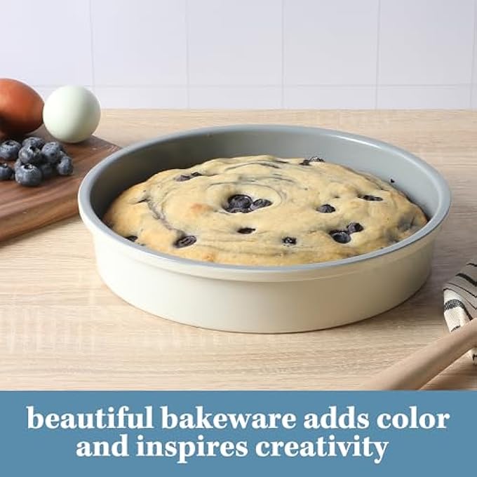 SUR LA TABLE Kitchen Essentials Bake Sale 9 Inch PFA Free Ceramic Nonstick Round Cake Pan  Linen White - Image 5