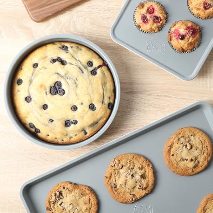 SUR LA TABLE Kitchen Essentials Bake Sale 9 Inch PFA Free Ceramic Nonstick Round Cake Pan  Linen White - Image 3