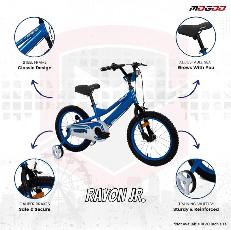 Mogoo Rayon Kids Road Bike For 2-5 Years Old Girls & Boys, Adjustable Seat, Handbrake, Mudguards, Reflectors, Lightweight, Chainguard, Gift For Kids, 14-Inch Bicycle With Training Wheels, Blue - Image 3