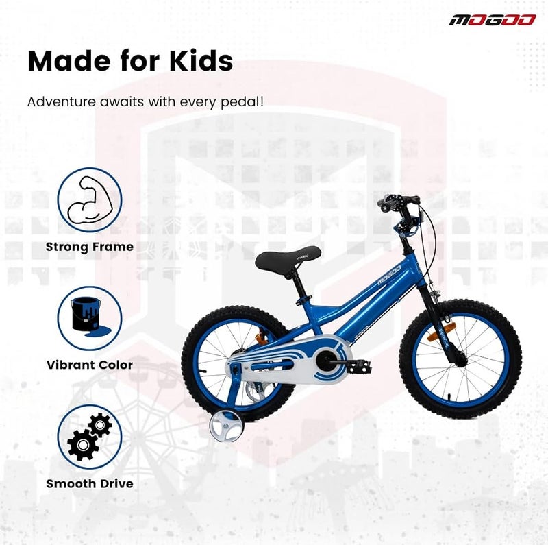 Mogoo Rayon Kids Road Bike For 2-5 Years Old Girls & Boys, Adjustable Seat, Handbrake, Mudguards, Reflectors, Lightweight, Chainguard, Gift For Kids, 14-Inch Bicycle With Training Wheels, Blue - Image 4