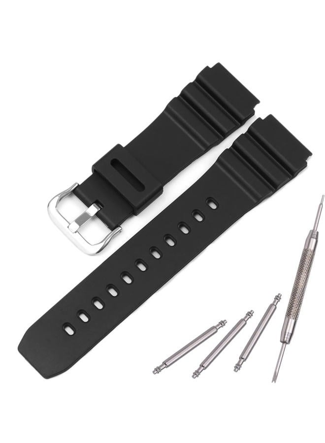 MCXGL Silicone watch strap Compatible with Casio MDV106 series AMW320R AMW320D outdoor sports watch band 22mm unisex wristband (Silvery buckle) - Image 1