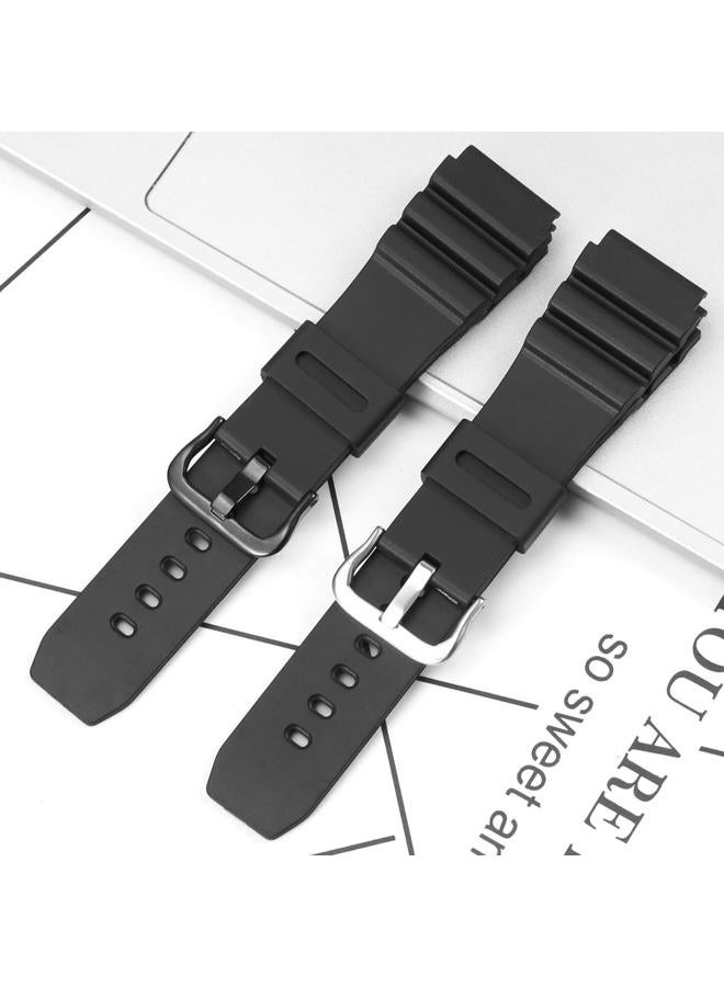 MCXGL Silicone watch strap Compatible with Casio MDV106 series AMW320R AMW320D outdoor sports watch band 22mm unisex wristband (Silvery buckle) - Image 4