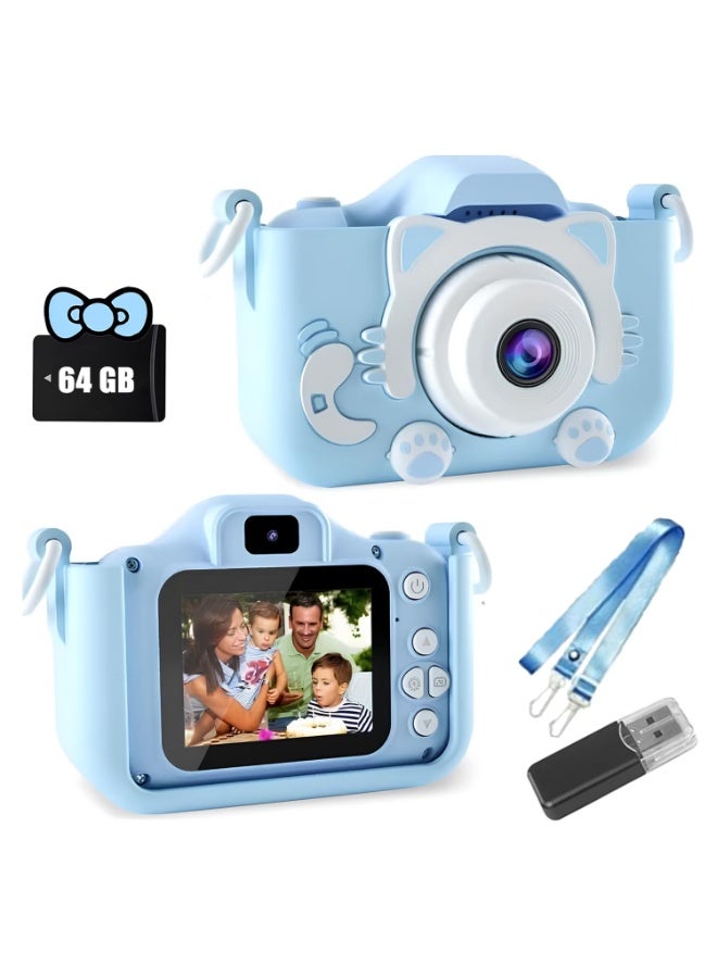 كاميرا العاب اطفال هدايا من 3 إلى 12 سنة للبنين والبنات بطاقة 64 جيجابايت وقارئ بطاقات شاشة 2 بوصة قابلة لإعادة الشحن للألعاب الخارجية وتسجيل الصور كاميرا محمولة للأطفال - Image 1