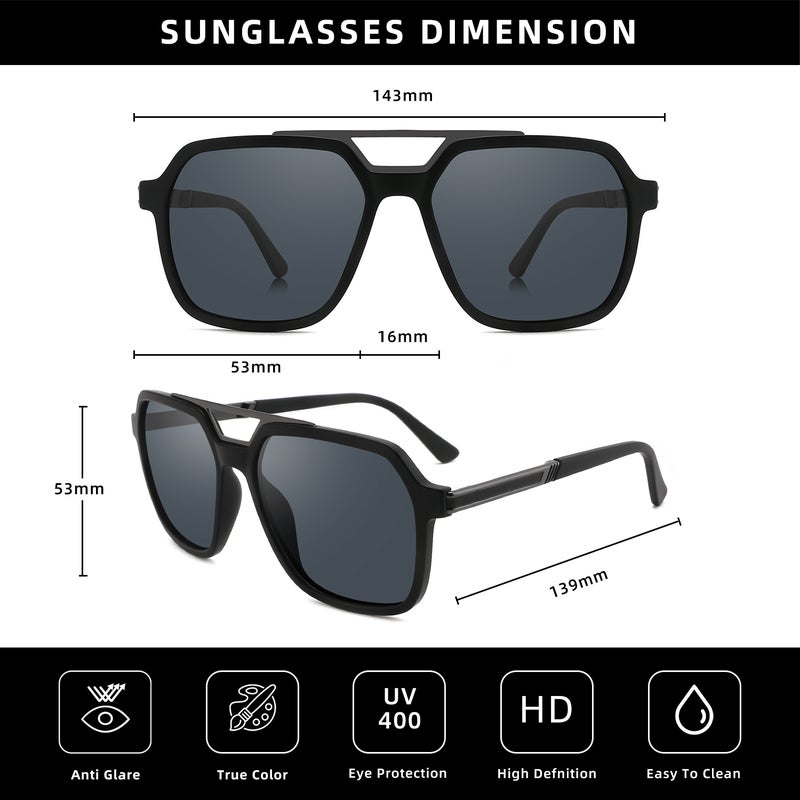 PUKCLAR Men's Polarized Sunglasses with TR90 Frame and Metal Bridge – Lightweight Design, UV400 Protection, Includes Polarization Test Card, Cleaning Cloth, Storage Case, and User Manual - Image 2