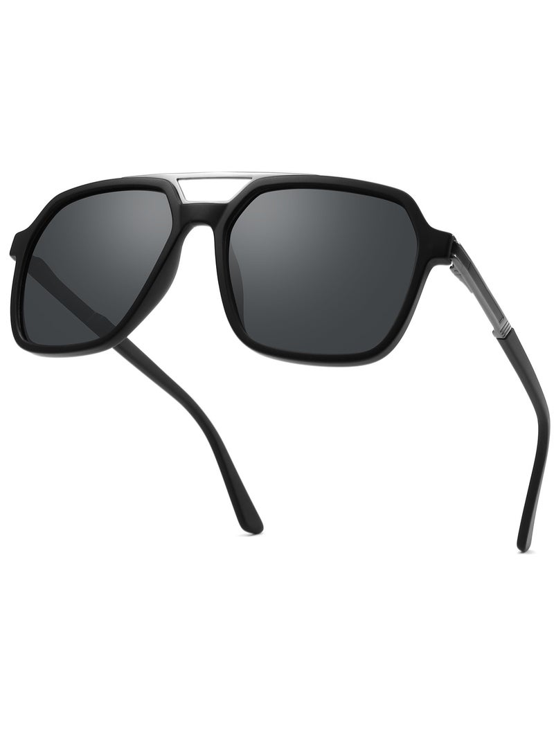 PUKCLAR Men's Polarized Sunglasses with TR90 Frame and Metal Bridge – Lightweight Design, UV400 Protection, Includes Polarization Test Card, Cleaning Cloth, Storage Case, and User Manual - Image 1