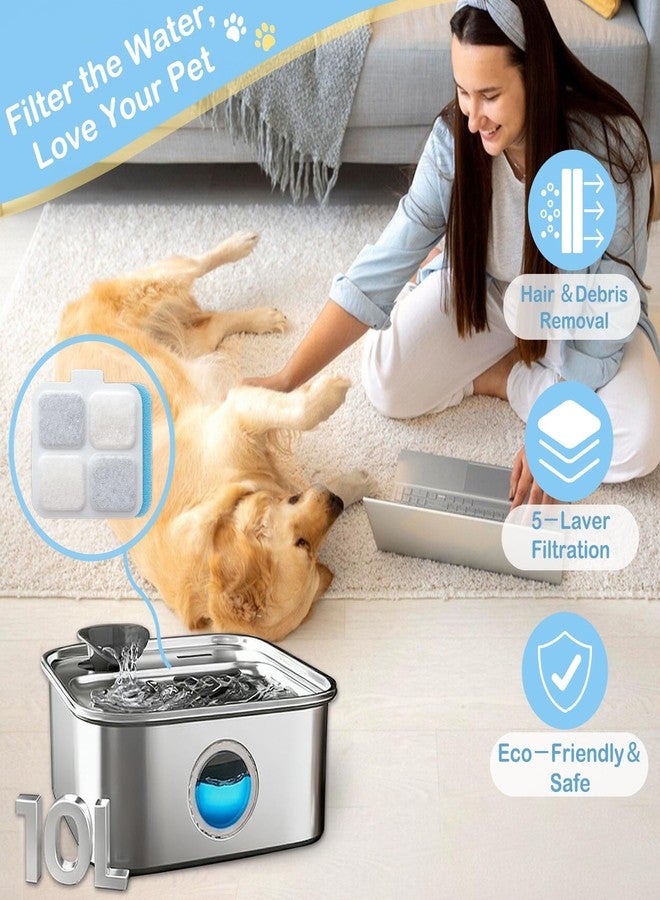 BUAEL 22+22 Pack Replacement Filters for Oneisall 10L/2.64Gal Stainless Steel Dog Water Fountain, Includes 22 Filters & 22 Sponges (22Pack) - Image 5