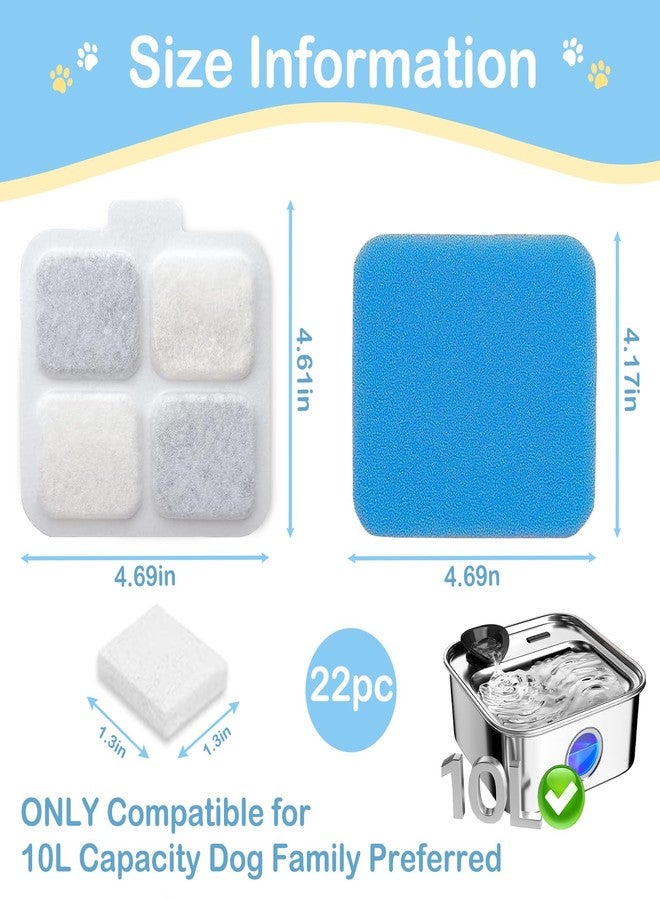 BUAEL 22+22 Pack Replacement Filters for Oneisall 10L/2.64Gal Stainless Steel Dog Water Fountain, Includes 22 Filters & 22 Sponges (22Pack) - Image 2