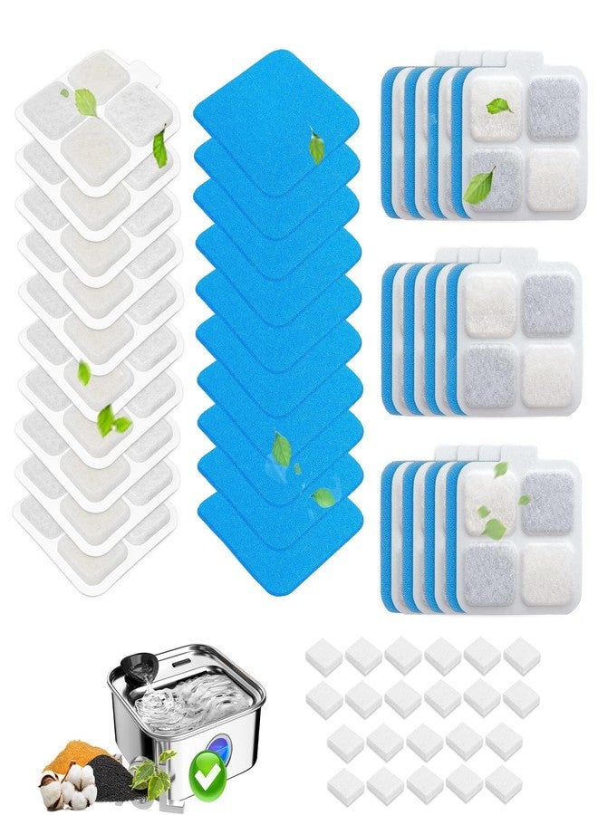 BUAEL 22+22 Pack Replacement Filters for Oneisall 10L/2.64Gal Stainless Steel Dog Water Fountain, Includes 22 Filters & 22 Sponges (22Pack) - Image 1