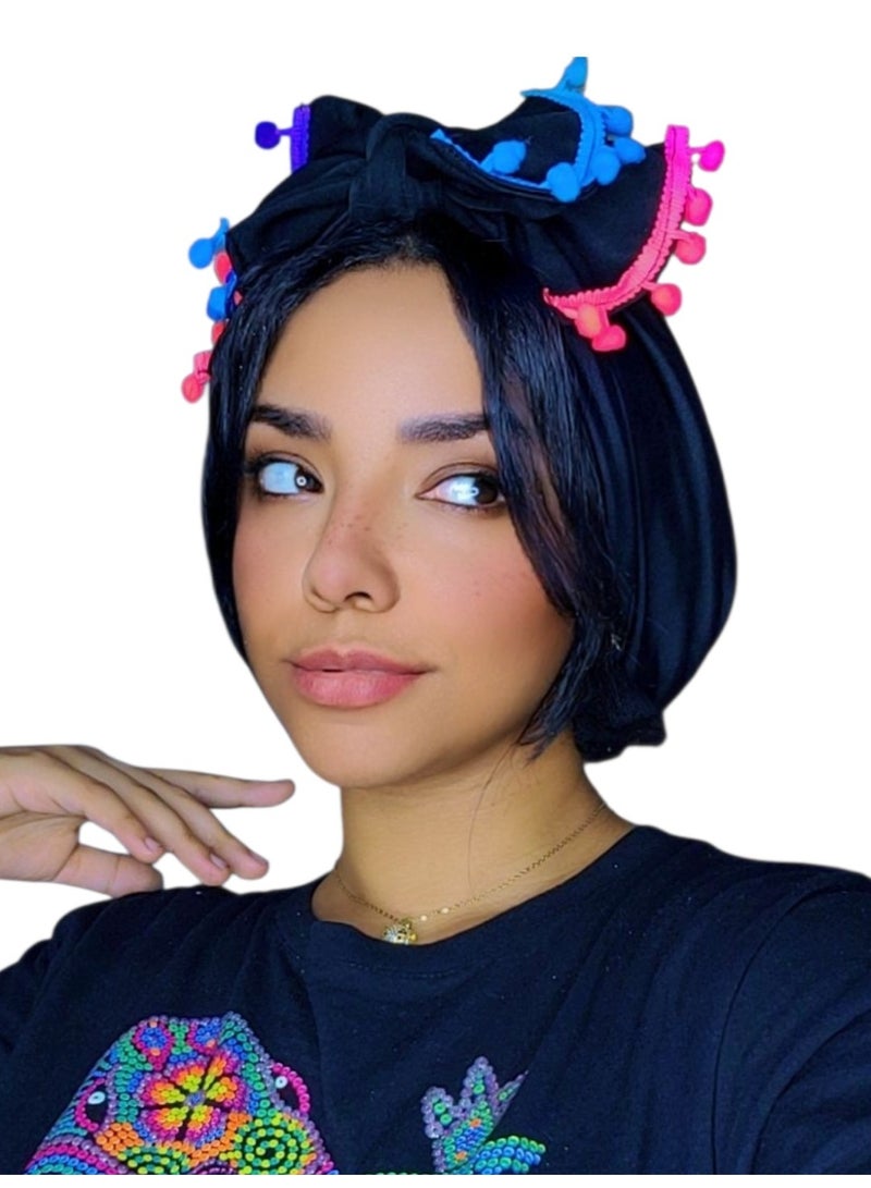 Waterproof sea turban decorated with summer ribbon, high material, comfortable for hair and easy to use