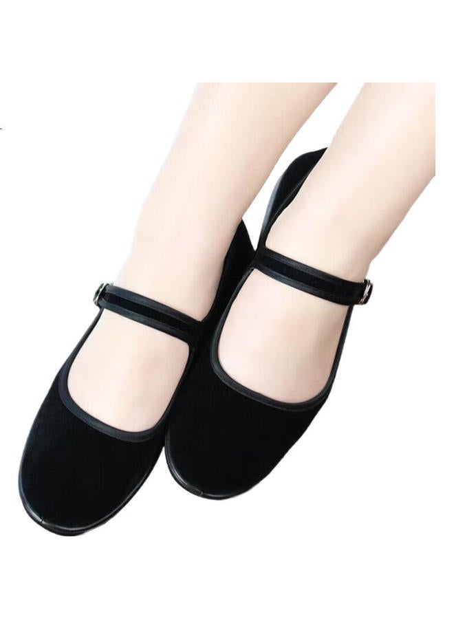 BUSHEYUAN Women'S Flat Hotel Black Work Uniform Waiter Restaurant Hotel Etiquette Dance Single Old Beijing Cloth Shoes 2W10, Size 38 - Image 3
