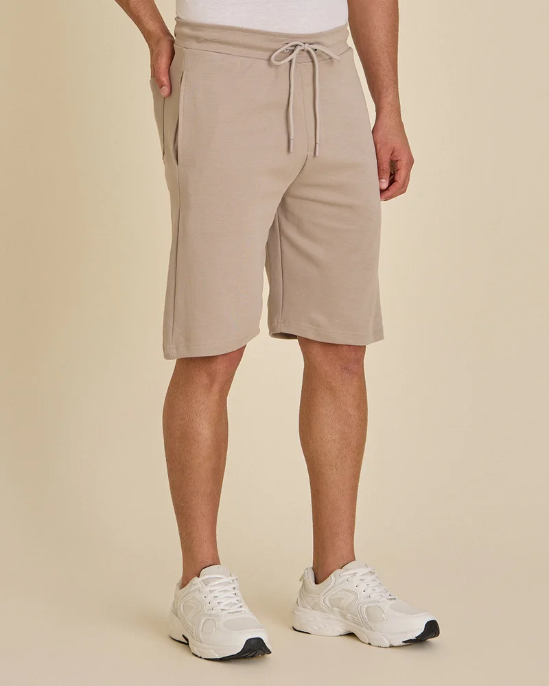 Redtag Men Grey Pleated Interlock Shorts