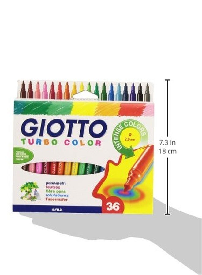 GIOTTO Turbocolor Felt Tip Fibre Pens, Fine Tip Nib 2.8mm, 36 Assorted Colours, Ideal for Children, Parties and Schools - Image 3