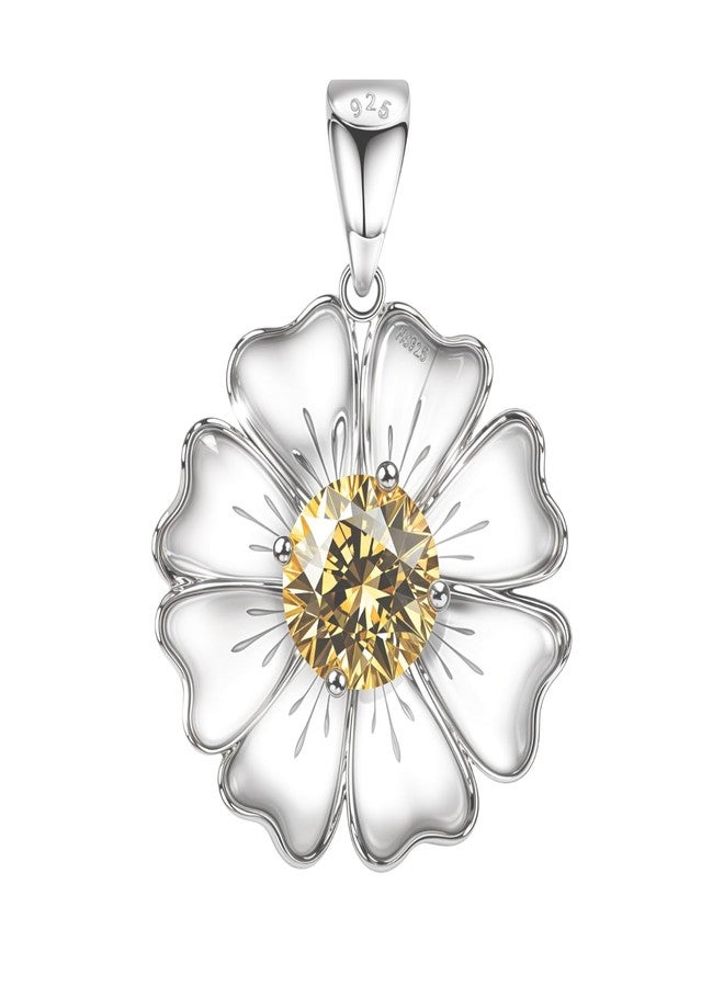HighSpark 925 Silver Sunflower Solitaire Pendant | 92.5 Sterling Silver and Diamond like Brilliance Sparkling Zirconia | Lovely Gift - Sunflower - Image 1