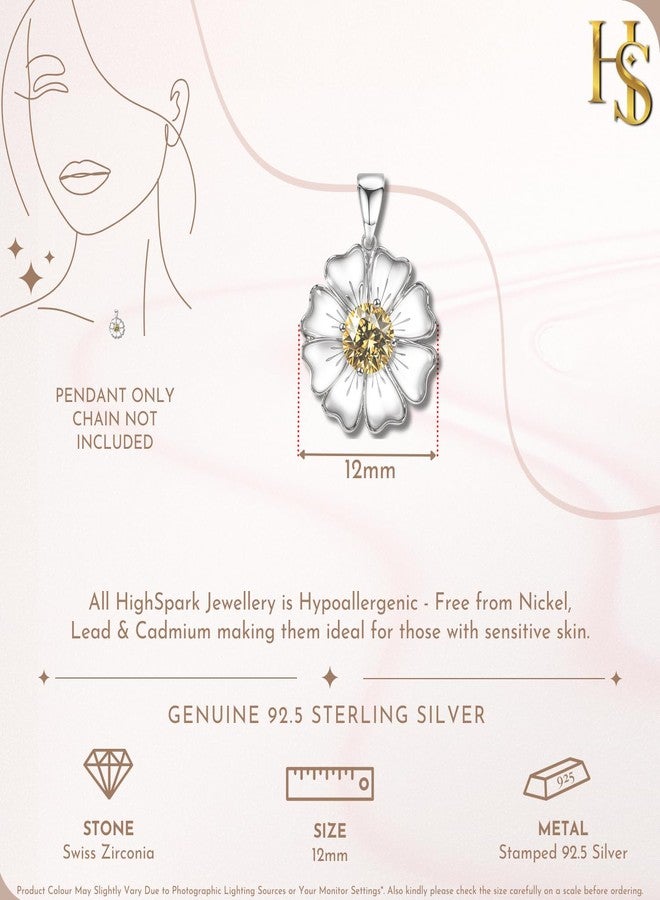 HighSpark 925 Silver Sunflower Solitaire Pendant | 92.5 Sterling Silver and Diamond like Brilliance Sparkling Zirconia | Lovely Gift - Sunflower - Image 2