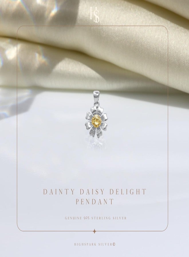HighSpark 925 Silver Sunflower Solitaire Pendant | 92.5 Sterling Silver and Diamond like Brilliance Sparkling Zirconia | Lovely Gift - Sunflower - Image 3