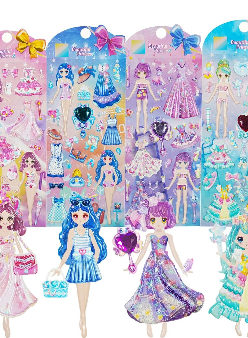 Excefore Puffy Sticker Pad Set Activity Book, Gem Stone Princess Dress-Up, Reusable Stickers for Creative Toddler Crafts - Perfect Gift for Boys and Girls - Image 1