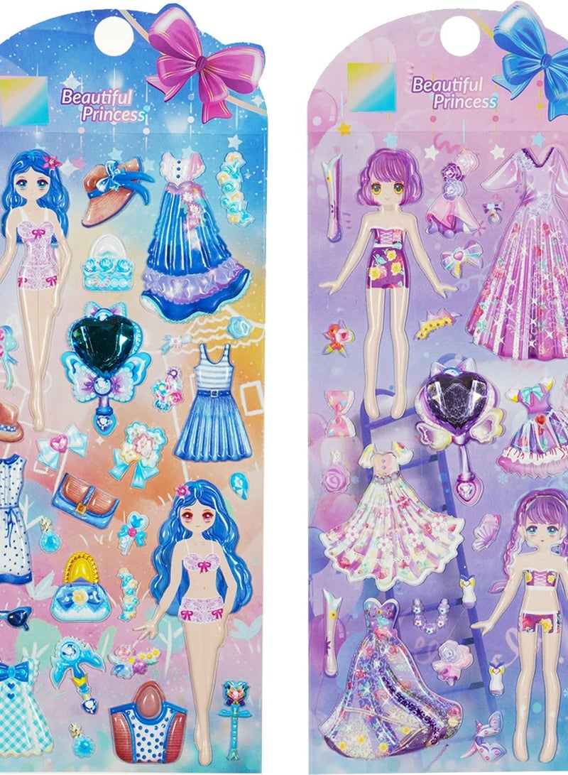 Excefore Puffy Sticker Pad Set Activity Book, Gem Stone Princess Dress-Up, Reusable Stickers for Creative Toddler Crafts - Perfect Gift for Boys and Girls - Image 3