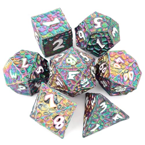 Haxtec DND Dice Set Metal Dice Compatible with Dungeons and Dragons DD Gift TTRPG Rainbow Polyhedral Dice - Image 1