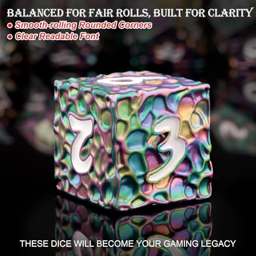 Haxtec DND Dice Set Metal Dice Compatible with Dungeons and Dragons DD Gift TTRPG Rainbow Polyhedral Dice - Image 5