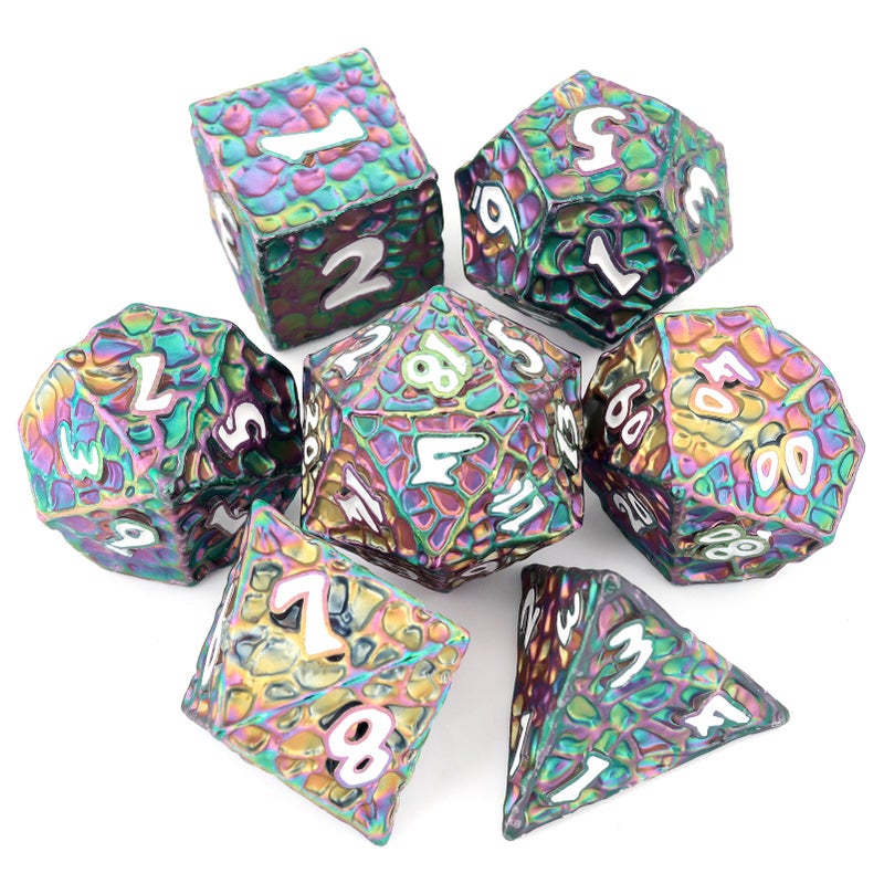 Haxtec DND Dice Set Metal Dice Compatible with Dungeons and Dragons DD Gift TTRPG Rainbow Polyhedral Dice - Image 3