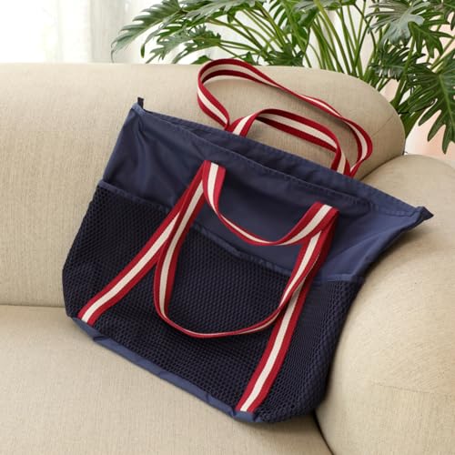 F-color Waterproof Beach Bag with Zipper - 8 Pockets Machine Washable Beach Tote with Sandproof Mesh Bag for Women, Carry on Swim Bag for Travel Pool Gym Cruise Vacation Essentials, Blue - Image 3