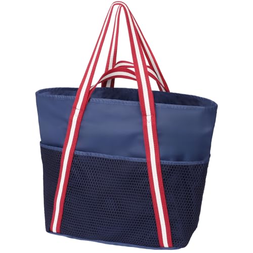 F-color Waterproof Beach Bag with Zipper - 8 Pockets Machine Washable Beach Tote with Sandproof Mesh Bag for Women, Carry on Swim Bag for Travel Pool Gym Cruise Vacation Essentials, Blue - Image 1
