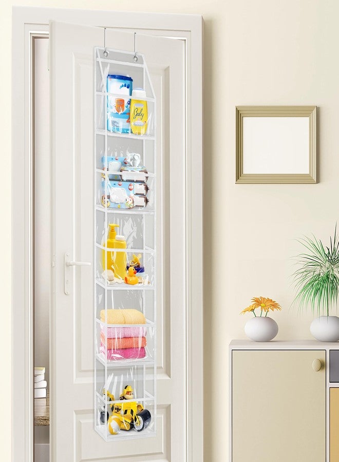 Libeder Over the Door Storage Organizer,5 Large Pockets Foldable Hanging Organizer Closet Door Organizer Clear PVC Hanging Storage Bag for Bedroom, Nursery, Toys, Shoes, Diapers(White) - Image 4