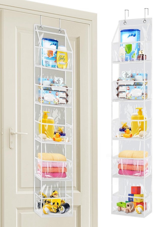 Libeder Over the Door Storage Organizer,5 Large Pockets Foldable Hanging Organizer Closet Door Organizer Clear PVC Hanging Storage Bag for Bedroom, Nursery, Toys, Shoes, Diapers(White) - Image 3