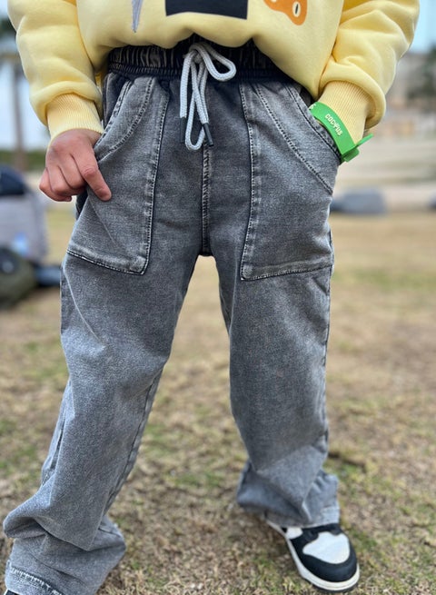 cactus, Boys Soft Fabric with Adjustable Waist Washed sweatpants Grey