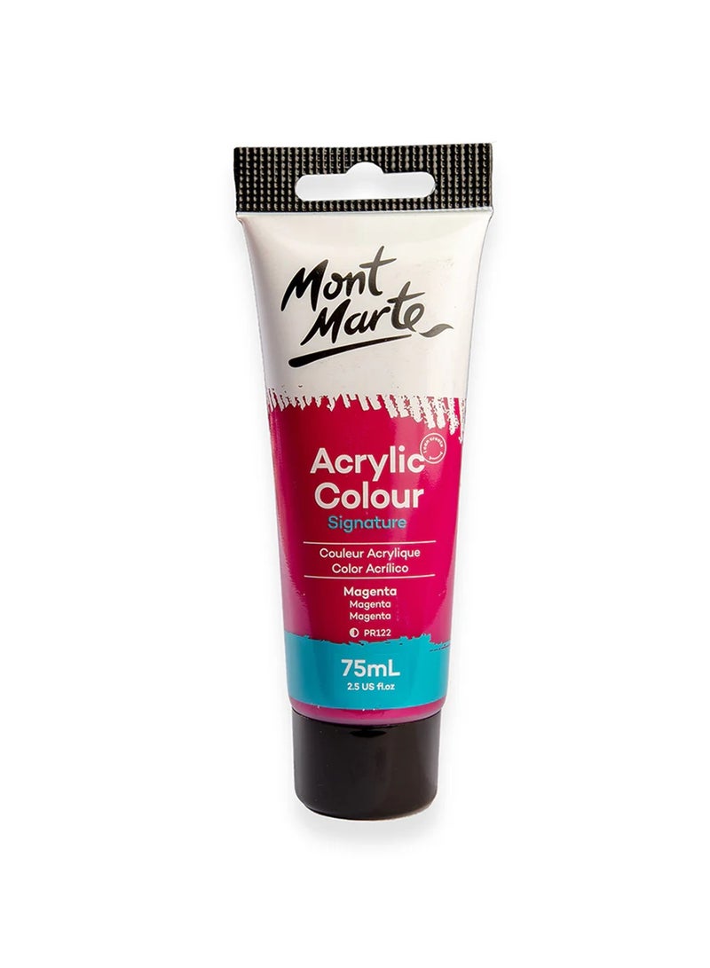Mont Marte Signature Acrylic Colour Paint Tube 75ml Content Magenta  - Image 1