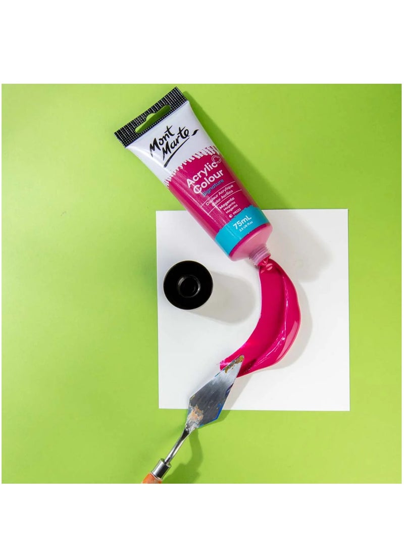 Mont Marte Signature Acrylic Colour Paint Tube 75ml Content Magenta  - Image 2