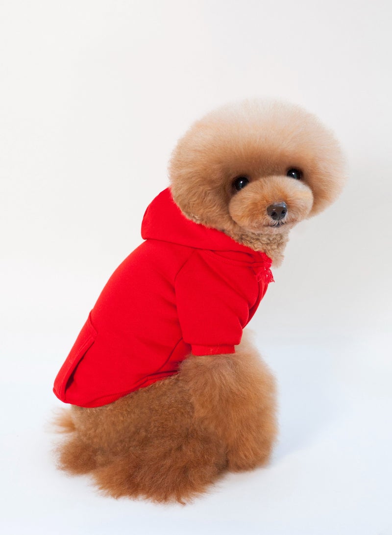 Loquat Pet dog hoodie with a hat Red - Image 2