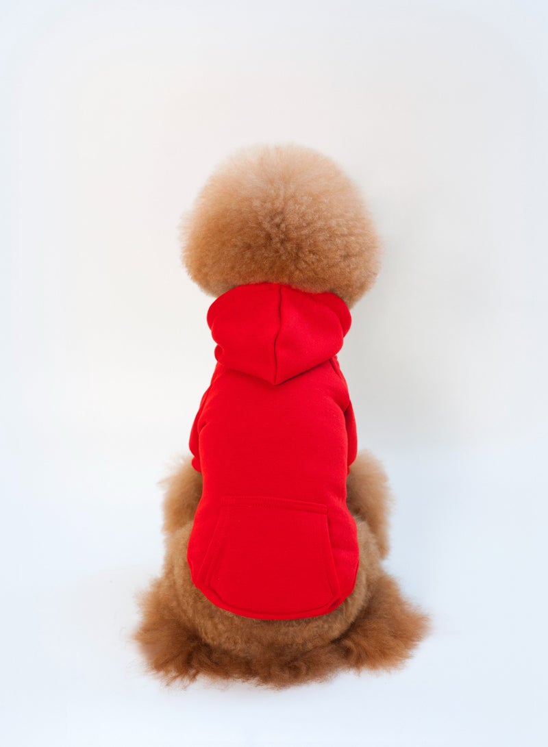 Loquat Pet dog hoodie with a hat Red - Image 3