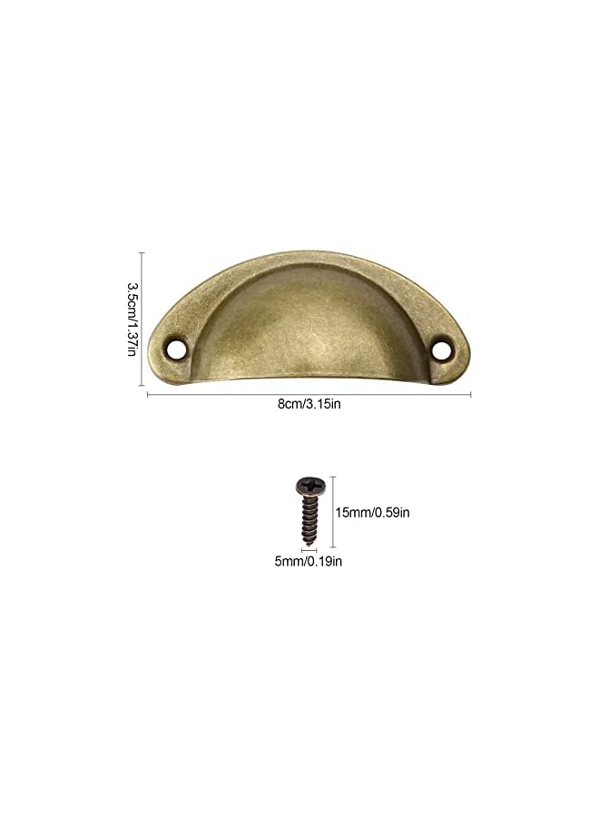 The Bros 12 x Vintage Shell Cup Pull Handles, Retro Metal Half Moon Closet Knob for Kitchen Cupboard Cabinet Furniture Door Drawer Knobs, Gold Vintage Bronze - Image 4