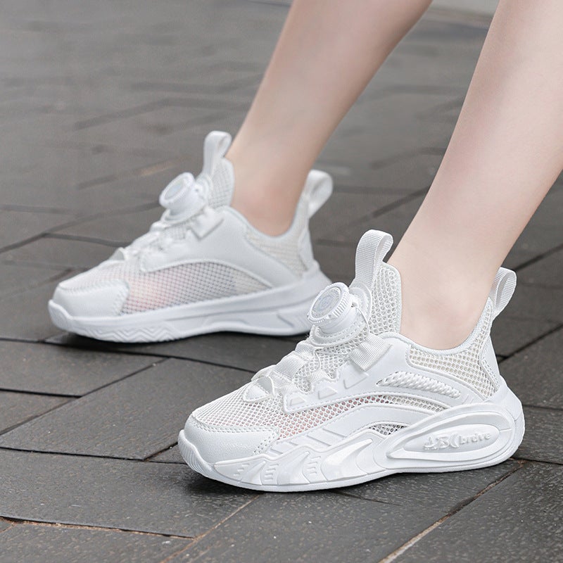 Single Mesh Children'S Shoes Boys Swivel Buckle Running Shoes 2025 Mesh Breathable Non-Slip Soft Bottom Girls' Sneaker Shoes - Image 4