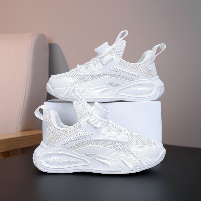 Single Mesh Children'S Shoes Boys Swivel Buckle Running Shoes 2025 Mesh Breathable Non-Slip Soft Bottom Girls' Sneaker Shoes - Image 1