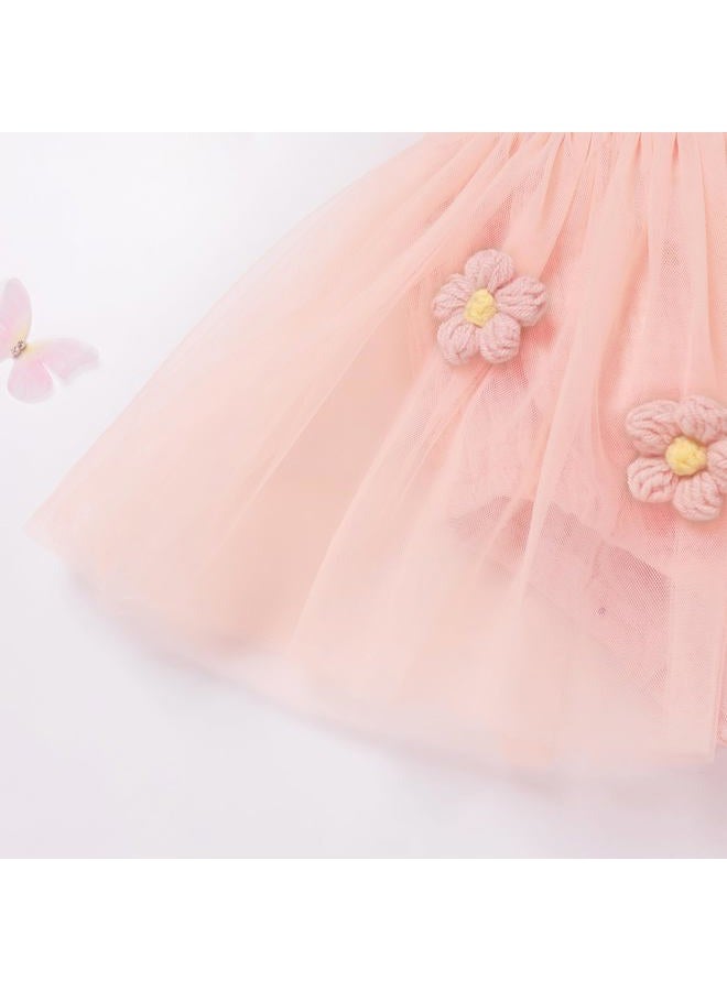 ODOLDI Baby Girls 1st Birthday Outfit Spaghetti Straps Romper Tutu Dress Headband One Year Old Party Cake Smash Photoshoot Outfits, Pink Flowers, 6-12 Months - Image 5