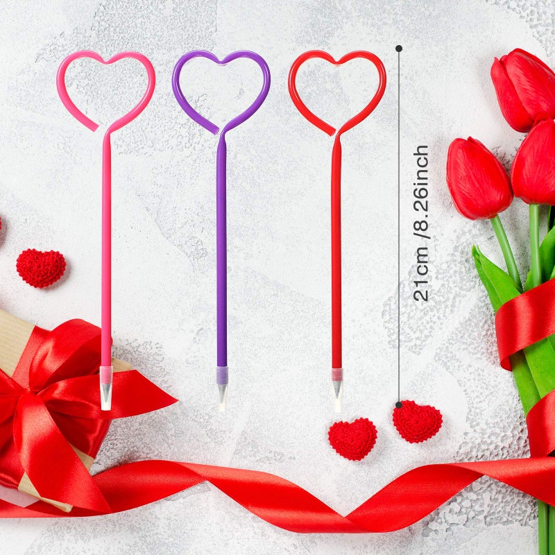 Zonon 36 Pcs Valentines Day Heart Pens Valentine Party Favor Roller Ball Pens Black Gel Ink, Ballpoint for Office Supplies(Rose Red) - Image 3