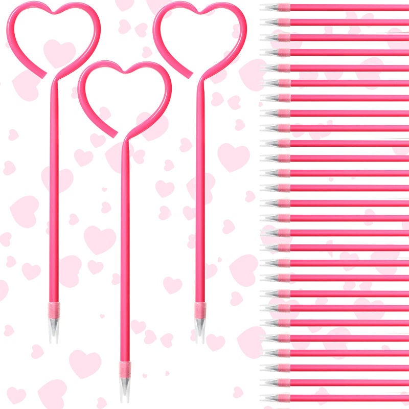 Zonon 36 Pcs Valentines Day Heart Pens Valentine Party Favor Roller Ball Pens Black Gel Ink, Ballpoint for Office Supplies(Rose Red) - Image 1