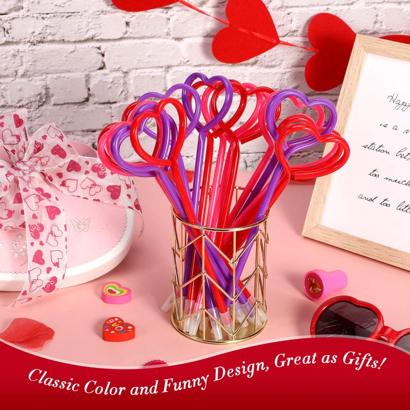 Zonon 36 Pcs Valentines Day Heart Pens Valentine Party Favor Roller Ball Pens Black Gel Ink, Ballpoint for Office Supplies(Rose Red) - Image 4