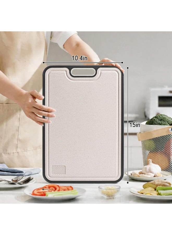 Kitchen stainless steel cutting board, double-sided cutting board, 304 stainless steel/wheat straw PP large meat cutting board, non-toxic cutting board, dishwasher safe size 38.5 * 26.5 * 1.4CM - Image 2