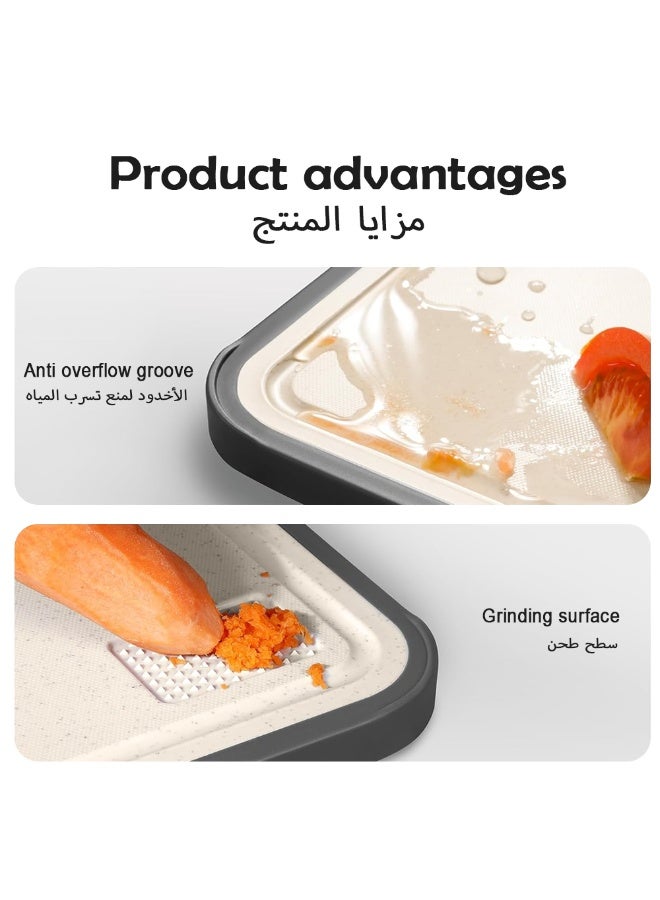 Kitchen stainless steel cutting board, double-sided cutting board, 304 stainless steel/wheat straw PP large meat cutting board, non-toxic cutting board, dishwasher safe size 38.5 * 26.5 * 1.4CM - Image 3