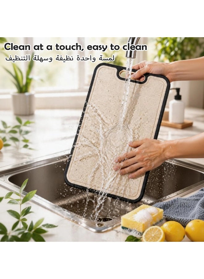Kitchen stainless steel cutting board, double-sided cutting board, 304 stainless steel/wheat straw PP large meat cutting board, non-toxic cutting board, dishwasher safe size 38.5 * 26.5 * 1.4CM - Image 4